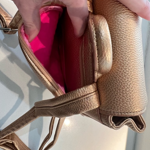 NWOT SportChic Women’s Vegan Mini Backpack | Metallic Gold - Picture 7 of 10